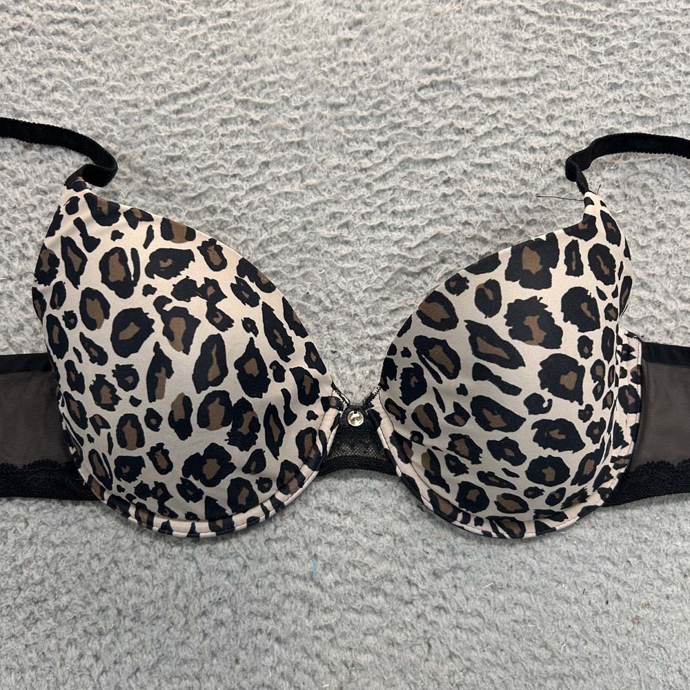 Chantelle Bra 34C T-Shirt Bra 12G2 Comfort Flex Lined  Underwire Leopard Cheatah
